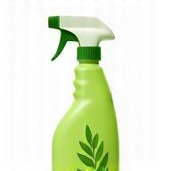 Green cleaning spray bottle, symbolizing eco-friendly practices.
